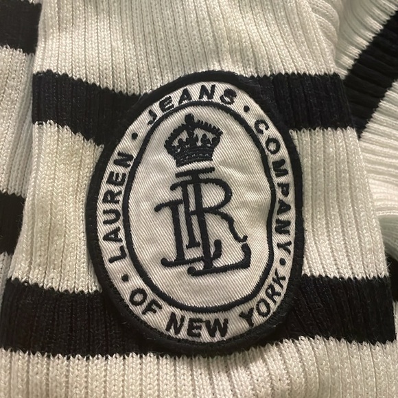 Ralph Lauren Jeans Black Striped Ribbed Long Sleeve Top - Picture 2 of 4